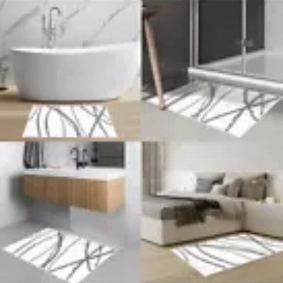 Tititex Bathroom New Luxury Bath Mat White & Gray 24" x 36 " (Rectangular) - Picture 8 of 16